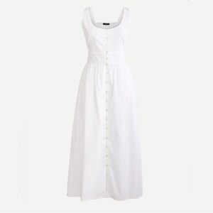 EUC J. Crew White Cotton Poplin Buttoned Dress Midi Dress Size 10